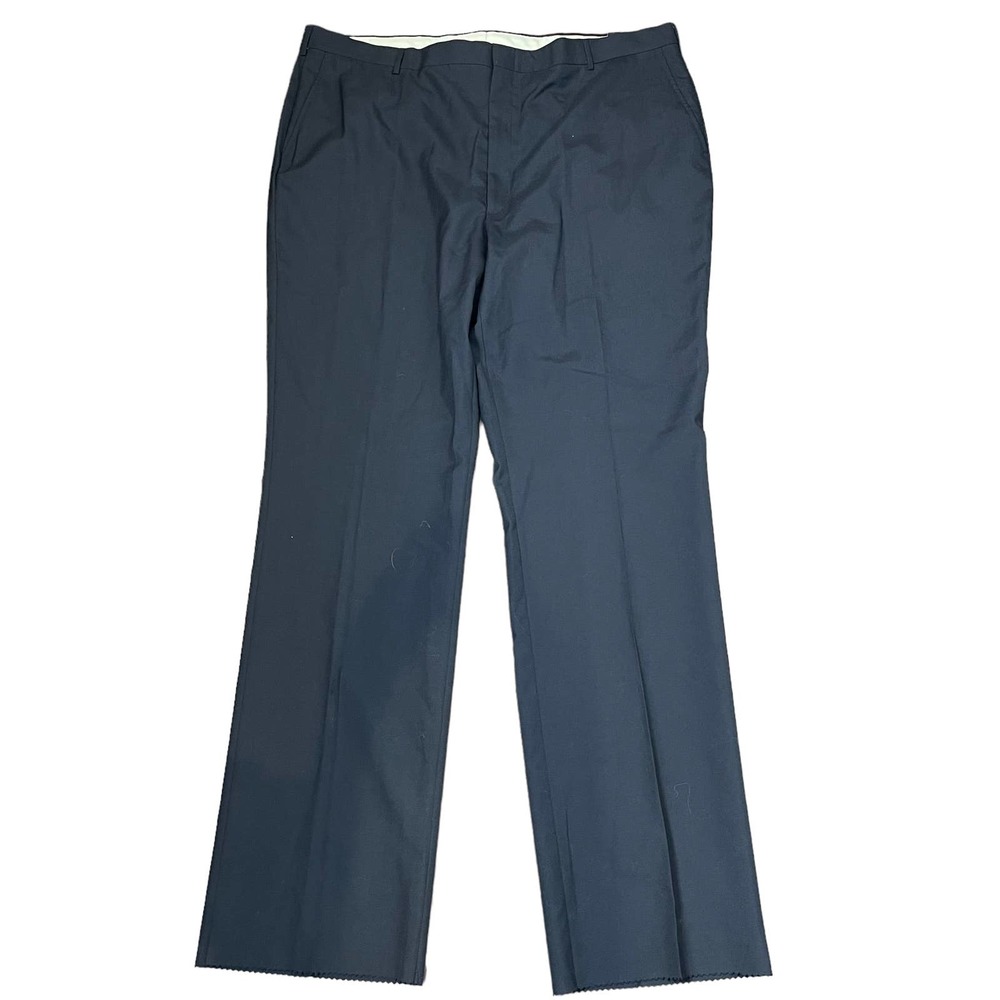 Berle Dress‎ Pants Size 46 Unfinished Navy Blue Wool Blend Machine Washable